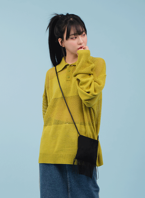 Punching Detail Relaxed Fit Knit Top CM15