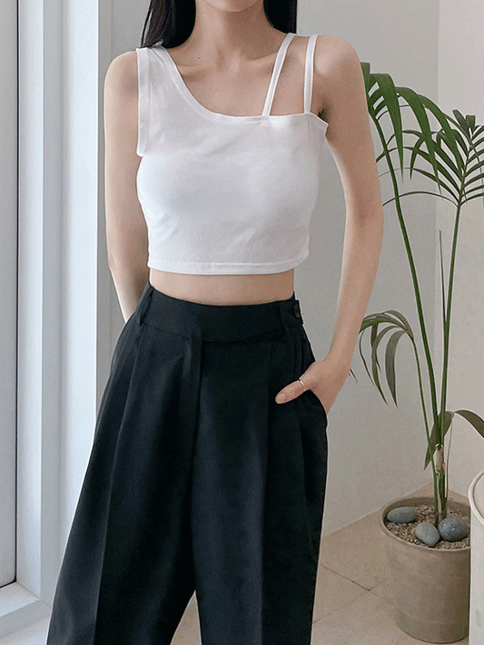 Unbalanced Cropped Sleeveless Top F25