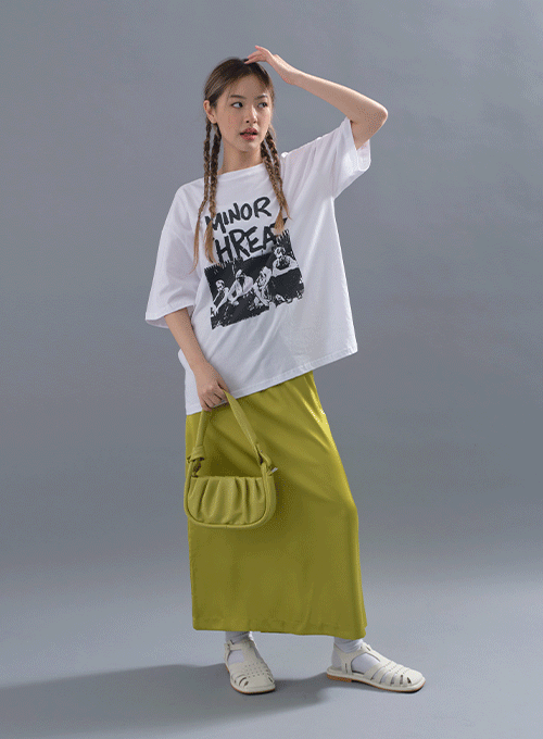 Drawstring Waist Satin Maxi Skirt CM11