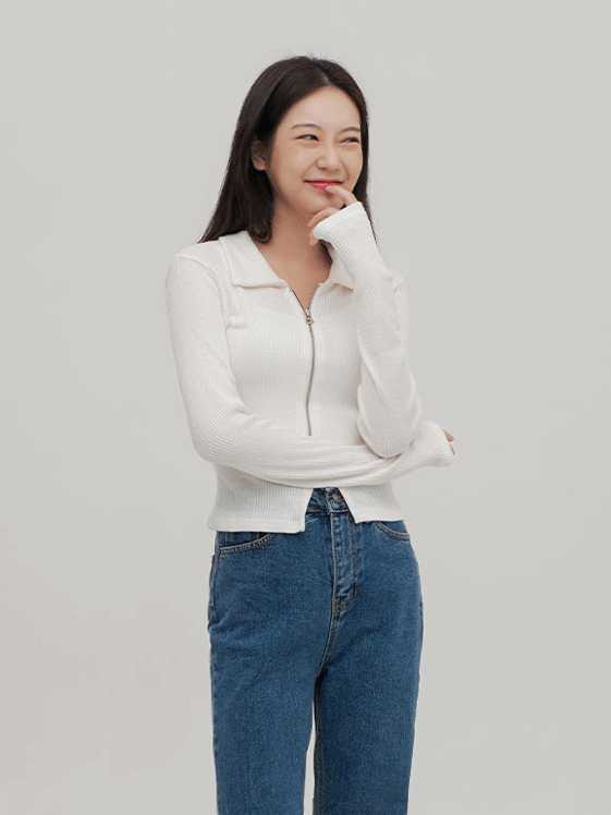 Zip Up Top with Collar F14