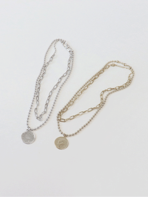 Coin Pendant with Double Line Necklace CCM03