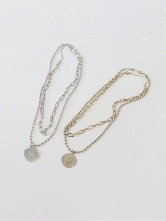 Coin Pendant with Double Line Necklace CCM03