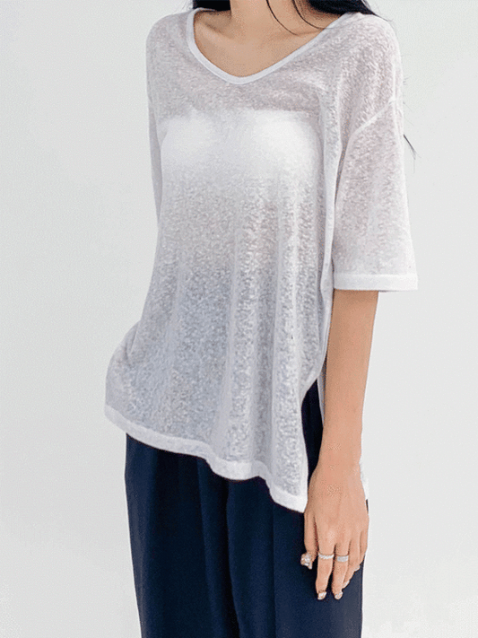 Round Neck Sheer T-Shirt CCM02