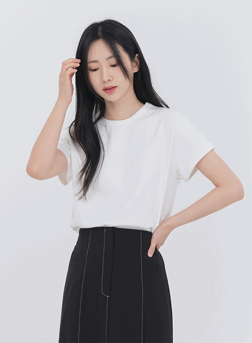 Crew Neck Tencel Short Sleeve T Shirt OM10