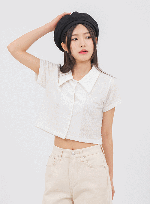 Spring Wrinkle Cropped T Shirt OM17