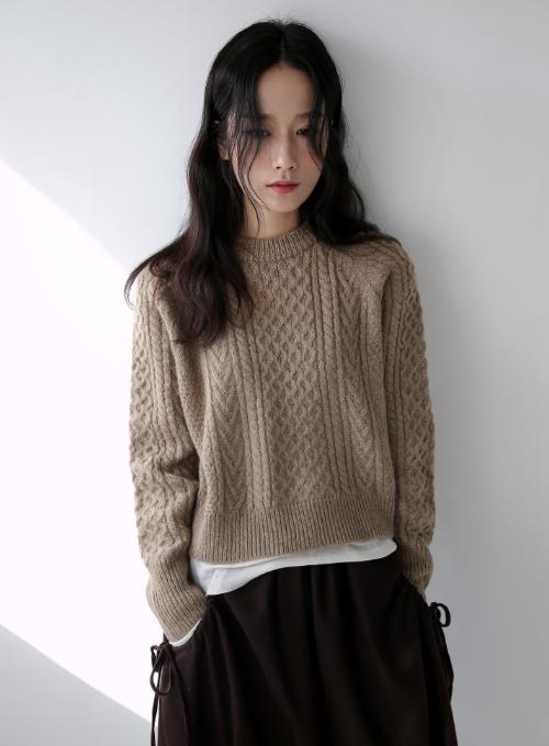 Twist Pattern Round Neck Knit