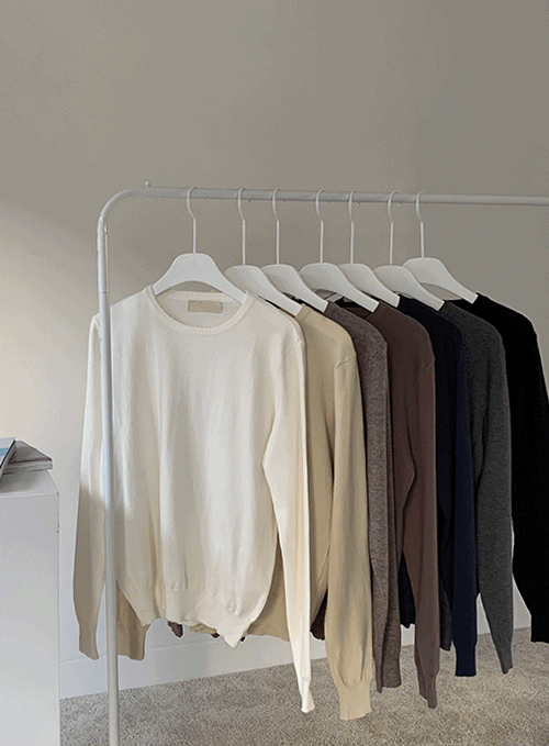 Round Neck Long Sleeve Knit T-Shirt