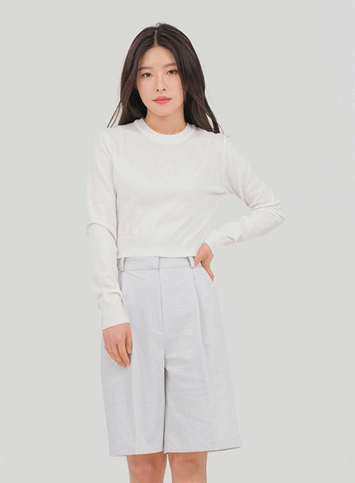Crew Neck Cropped Knit OM3