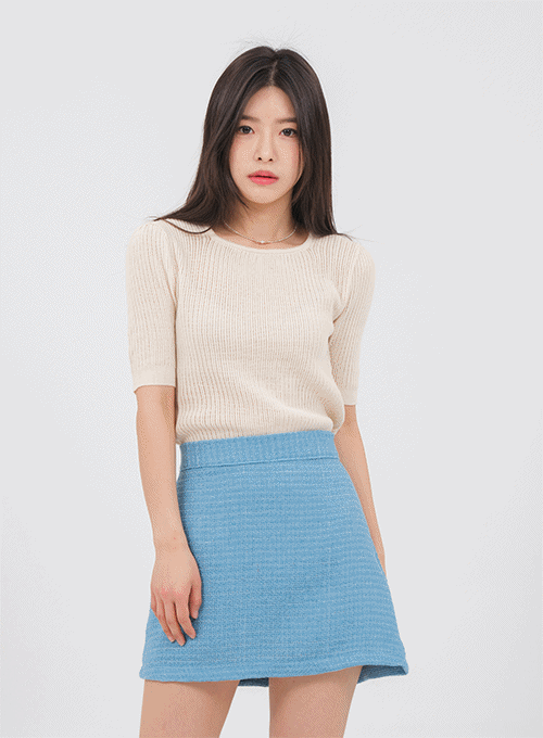 Square Neck Short Sleeve Knit OM15