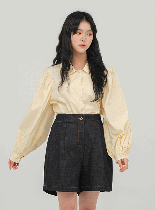 Cotton Shirt with Puff Sleeves