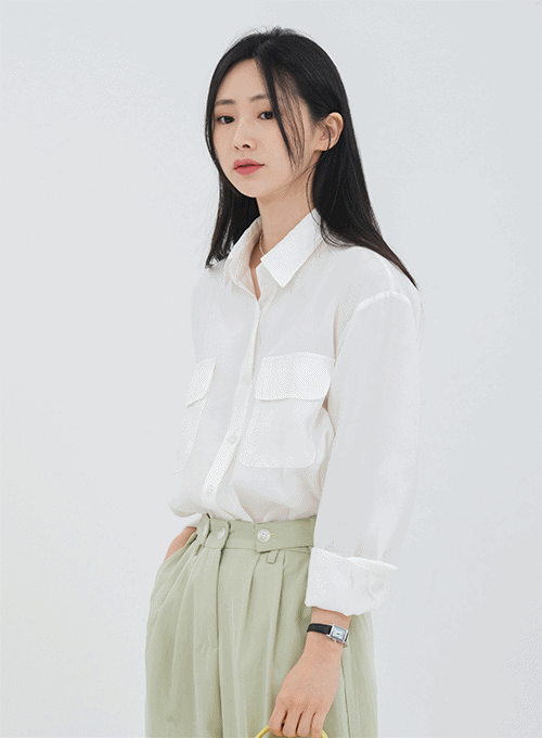 Overfit Shirt with Double Pockets OM14