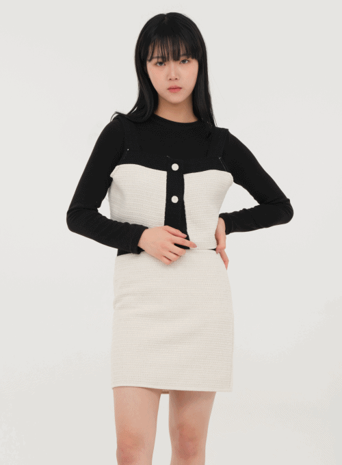 Wool Bustier in Black and White
