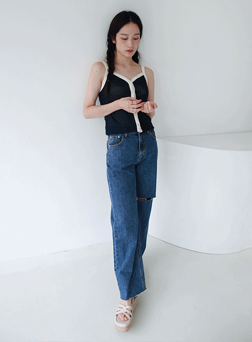 Scissor Cut Destroyed Denim Trousers