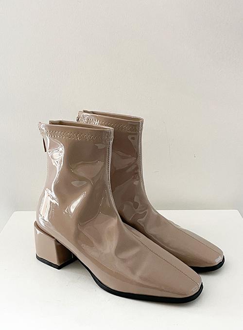 Faux Leather Slim Ankle Boots