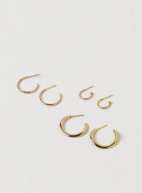 Gold Simple Earrings Set