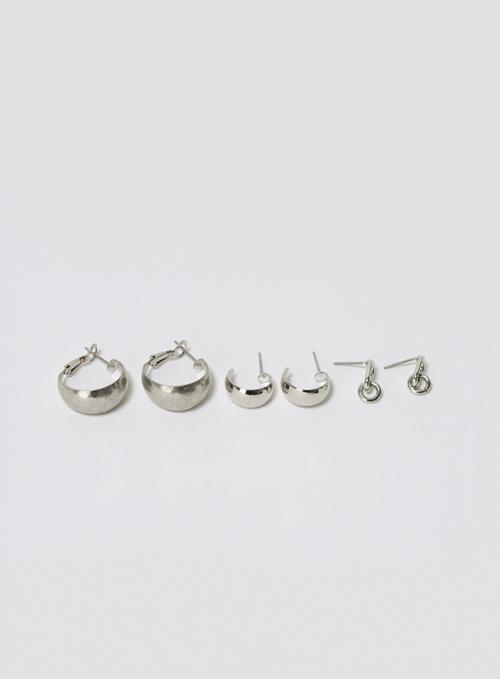 Silver Ring Earring Set