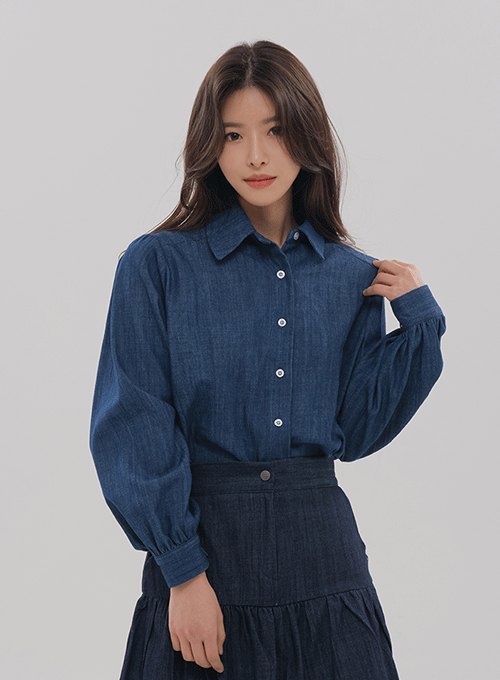 Puff Sleeve Denim Shirt