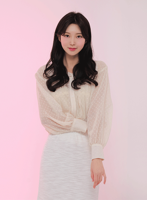 Sheer Blouse with Frill Collar BM12