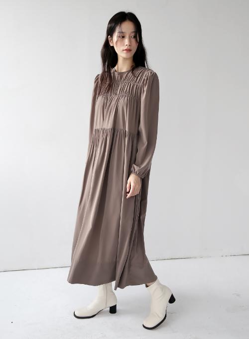 Shirring Midi Dress