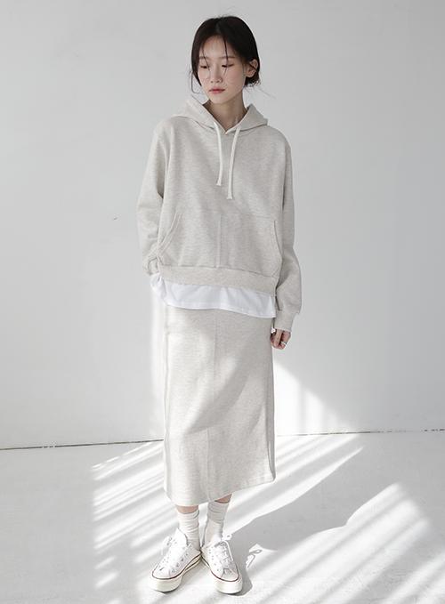 Layered Hoodie And Skirt Set