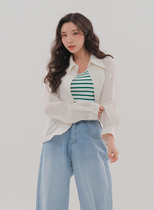 Sheer Shirt with Waist Banding BM12