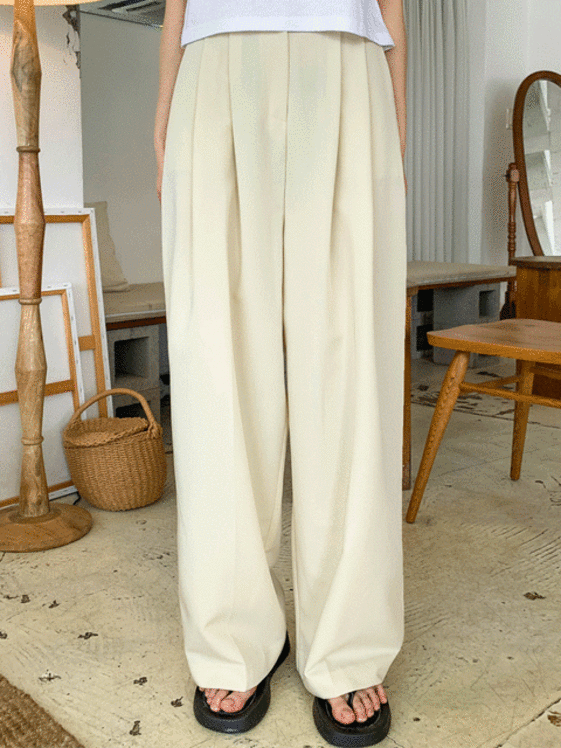 Pintuck Wide Leg Tailored Pants CCA29
