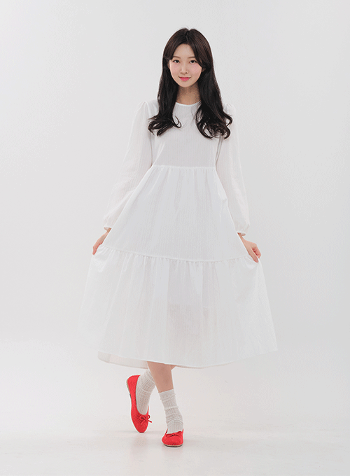 Crew Neck Tiered Midi Dress BM19