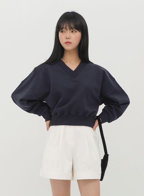 V Neck Cropped Sweatshirt