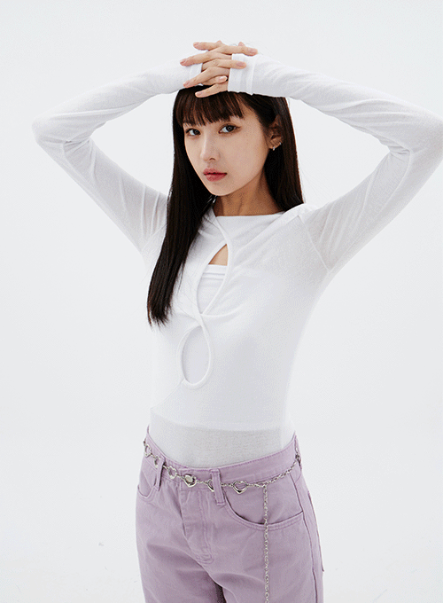 Cut Out Long Sleeve T Shirt CM16