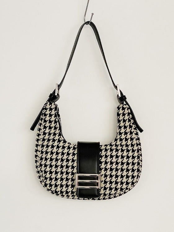 Checkered Shoulder Bag with Buckle CA04