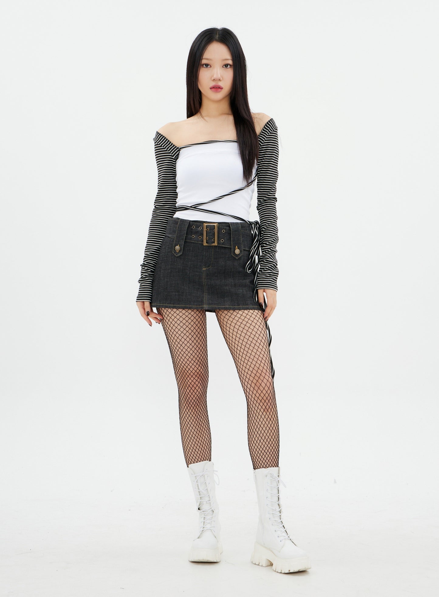 Low Rise Denim Mini Skirt K2302