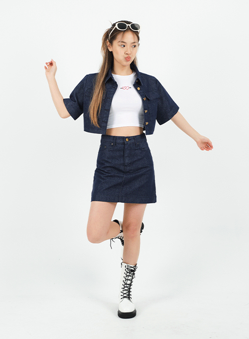 Raw Denim Mini Skirt CA12