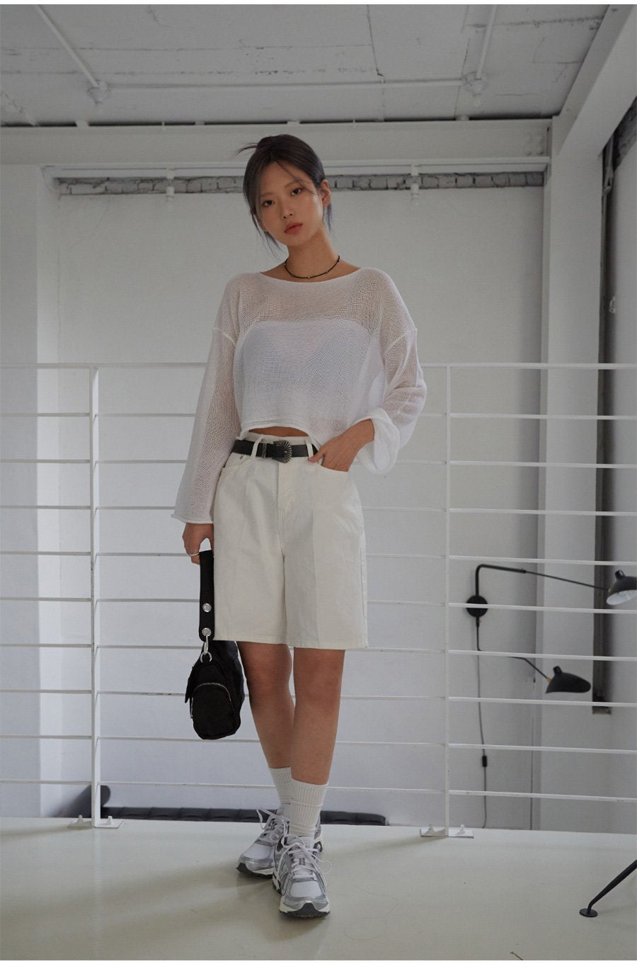 Sheer Cropped Knit Top CM5