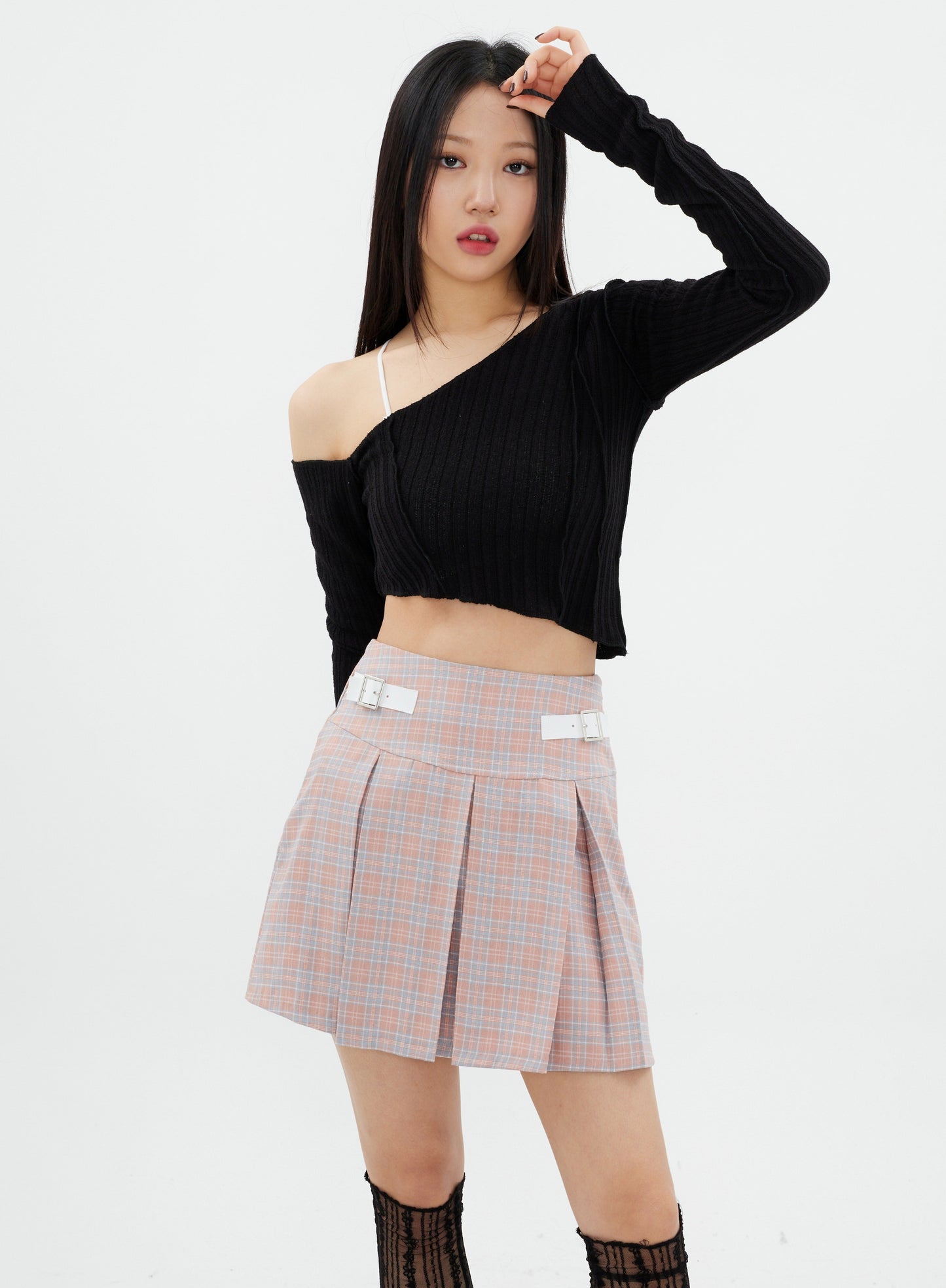 One Shoulder Crop Knit Top K2302