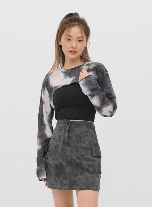 Tie Dye Cropped Long Sleeve Bolero Top CM11