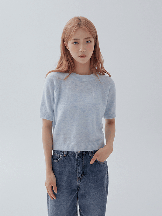 Crew Neck Short Sleeve Knit Top F17