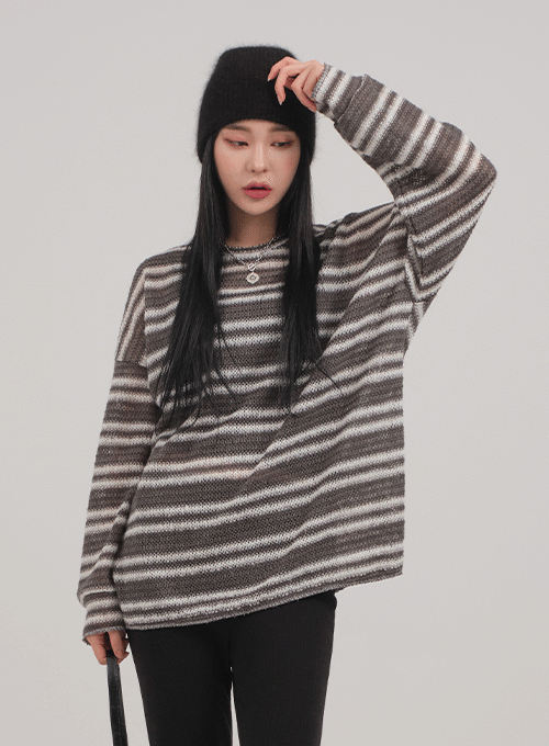 Stripped Overfit Long Sleeve Knit C0302