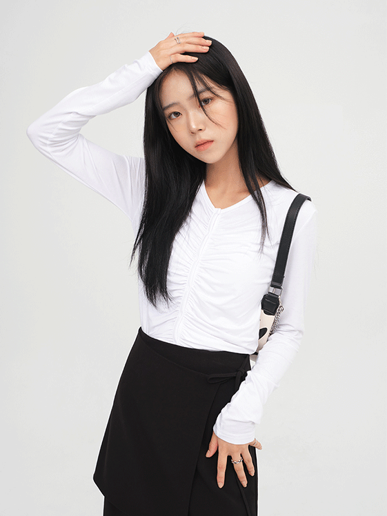 Long Sleeve Top with Shirring Detail