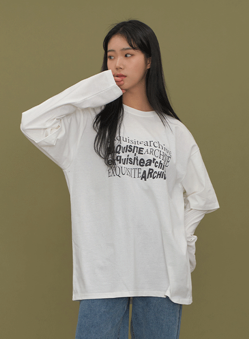 Layered Long Sleeve Top with Graphic Print