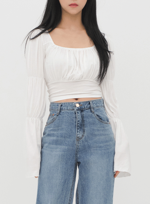 Square Neck Top with Shirring