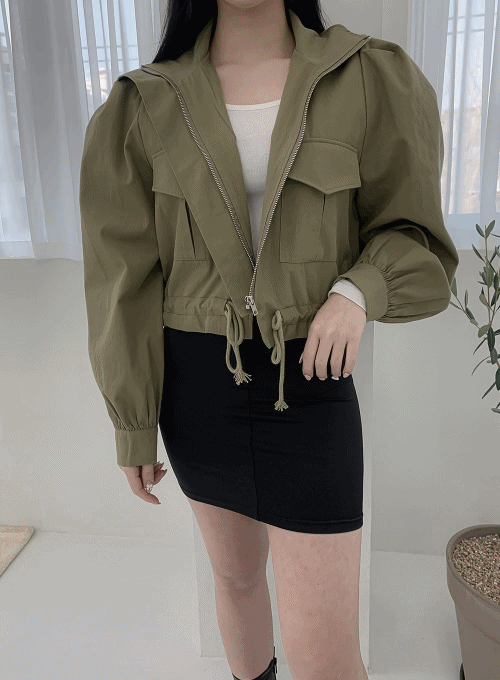 Cropped Puff Shoulder Jacket IM12