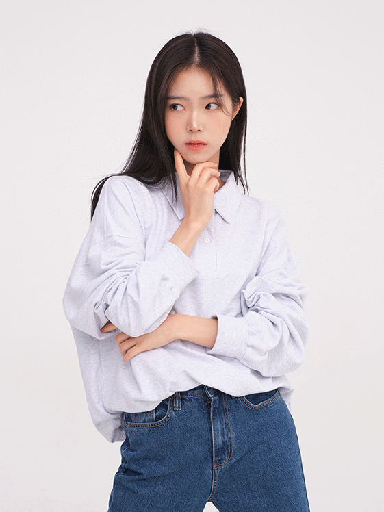 Relaxed Fit Sweatshirt with Collar