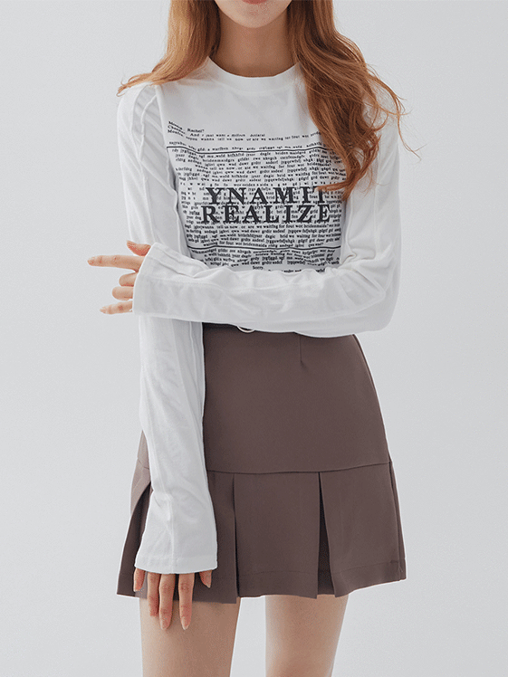 Fleece Lined Long Sleeve T Shirt with Graphic Print F17