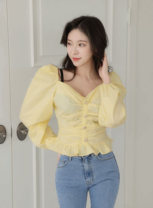 Square Neck Blouse with Puff Sleeves IM28