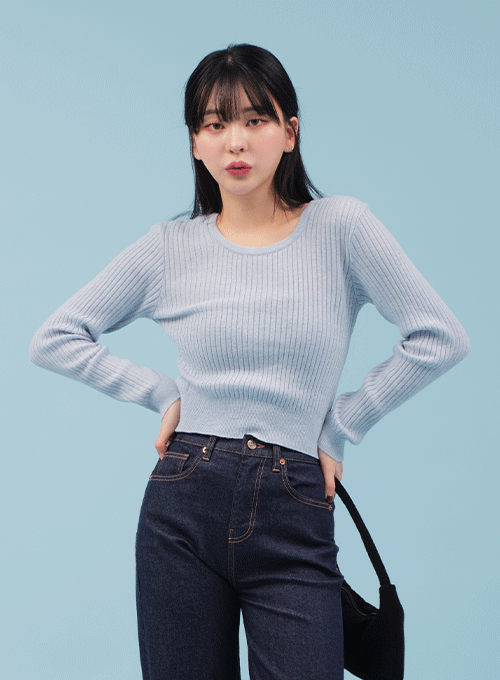 Ribbed Cropped Knit Top CM17