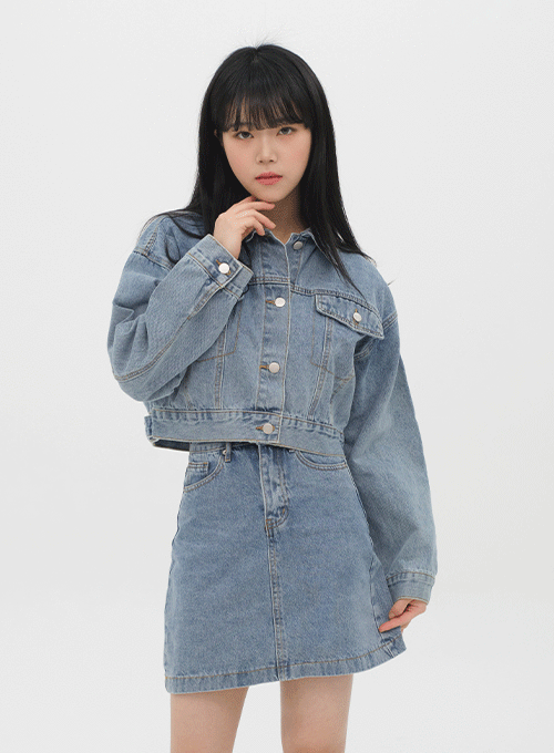 Denim Jacket and Mini Skirt Set