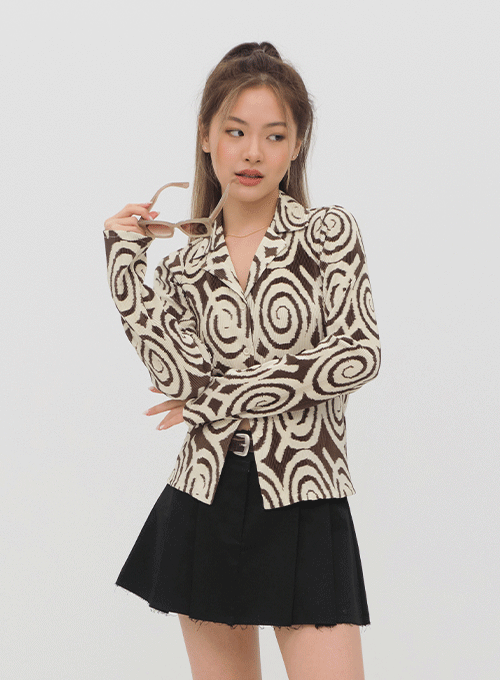 Button Down Shirt with Graphic Print CM11