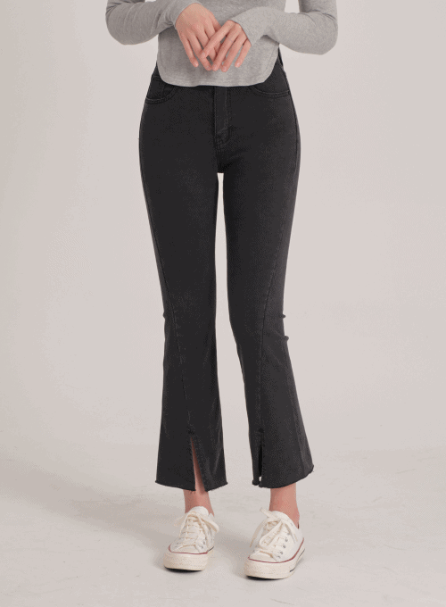 Bootcut Black Jeans with Front Slit