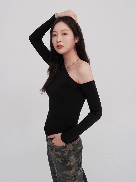 Unbalanced Off The Shoulder Long Sleeve Top