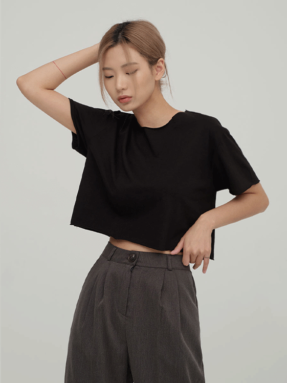 Loose Fit Cropped Short Sleeve T-shirt CA04